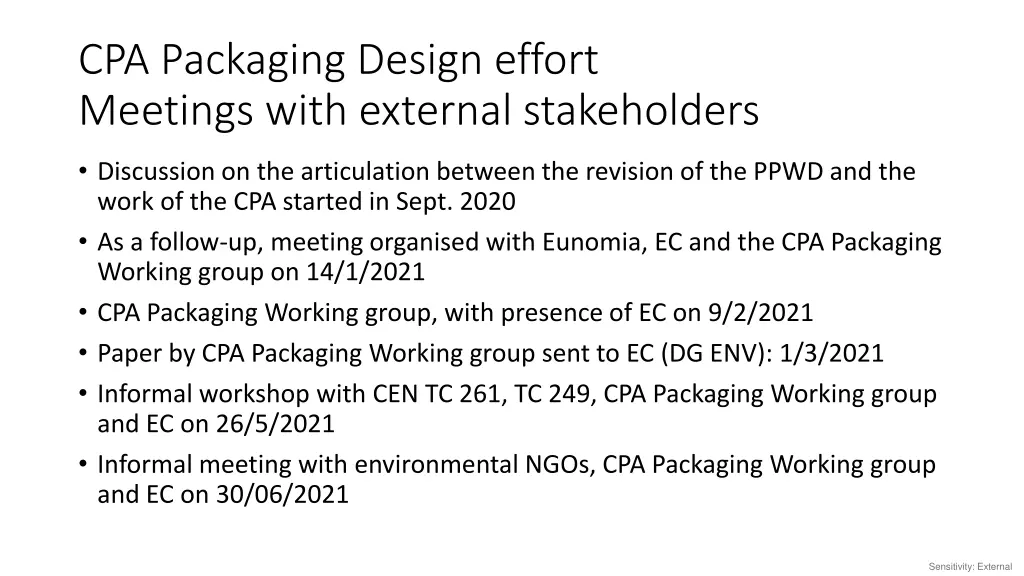 cpa packaging design effort meetings with