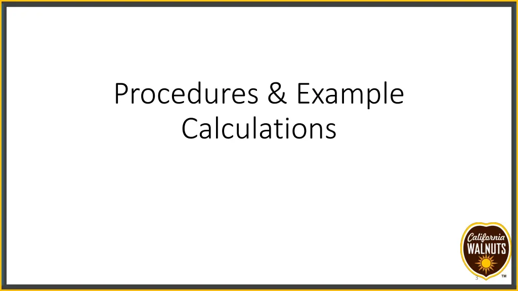 procedures example calculations
