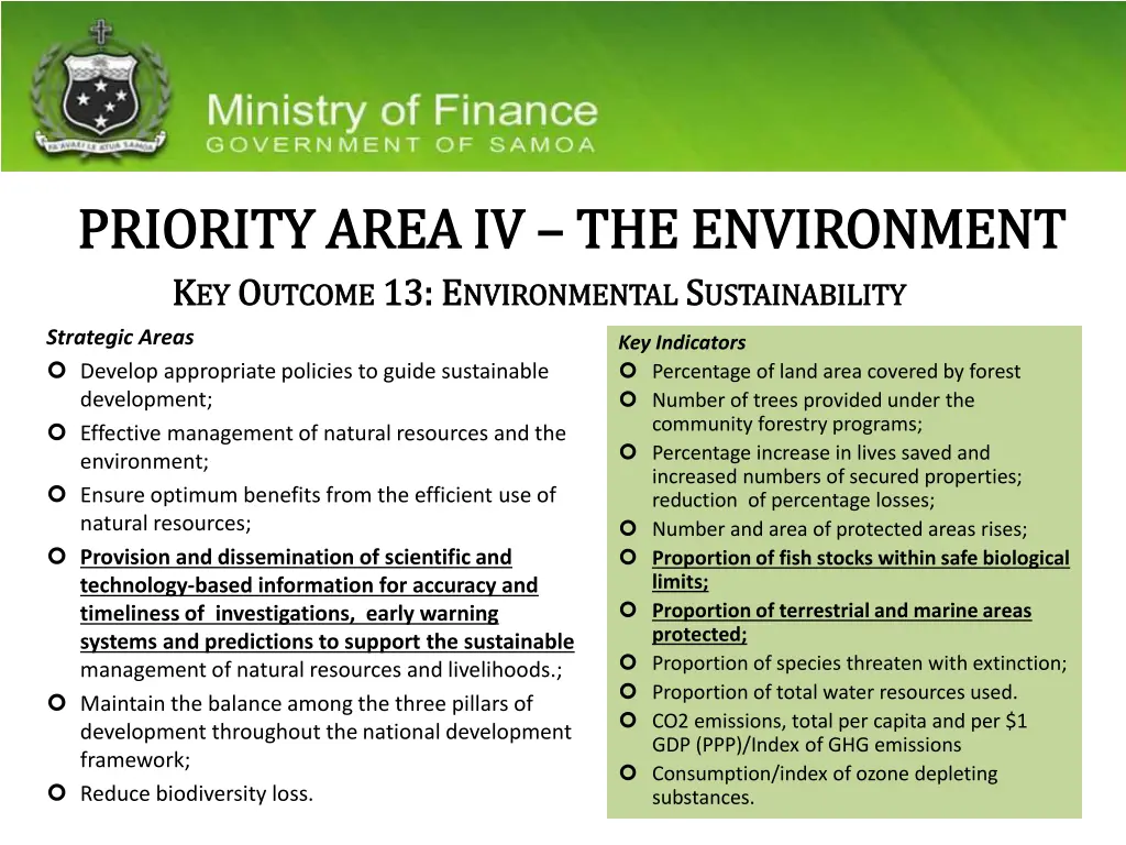 priority area iv priority area iv the environment