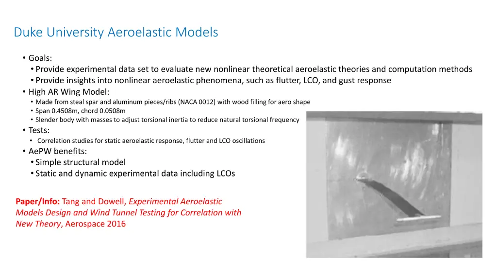 duke university aeroelastic models