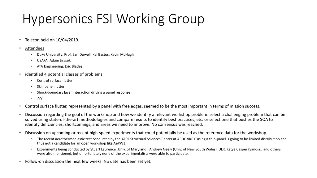 hypersonics fsi working group
