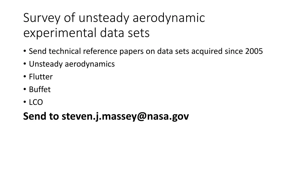 survey of unsteady aerodynamic experimental data