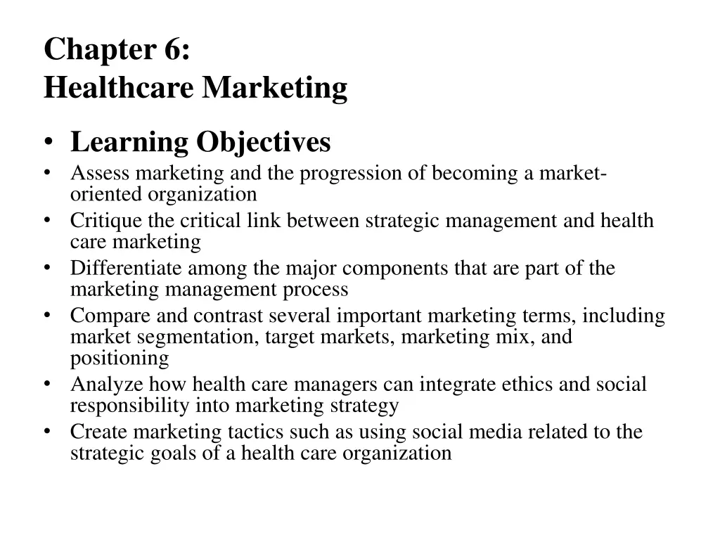 chapter 6 healthcare marketing