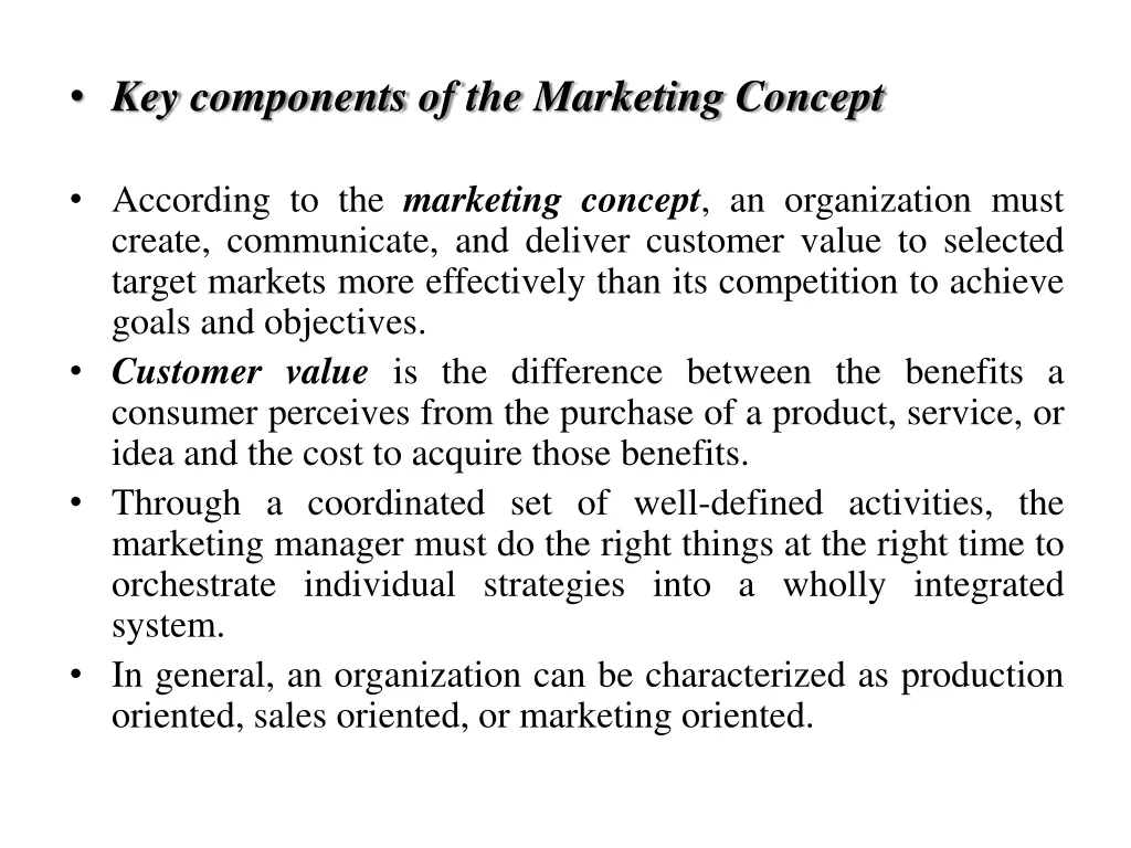 key components of the marketing concept