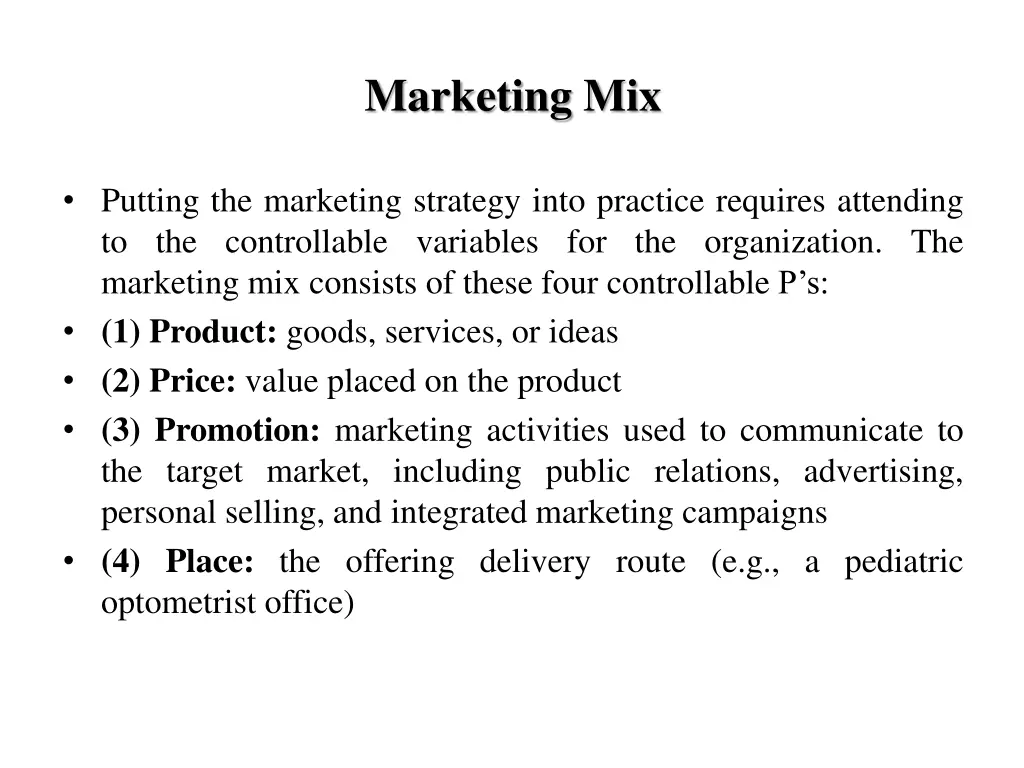 marketing mix