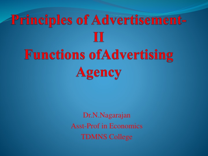 dr n nagarajan asst prof in economics tdmns