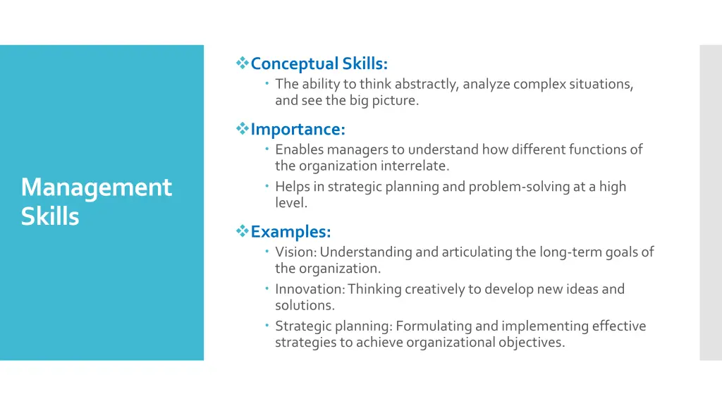 conceptual skills the ability to think abstractly