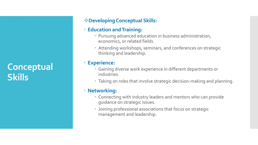 developing conceptual skills