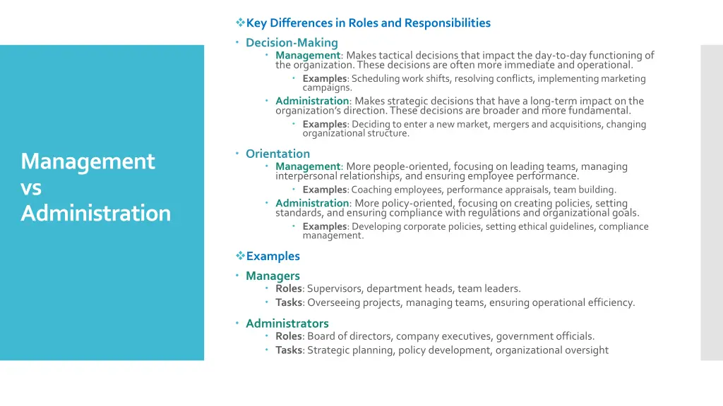 key differences in roles and responsibilities
