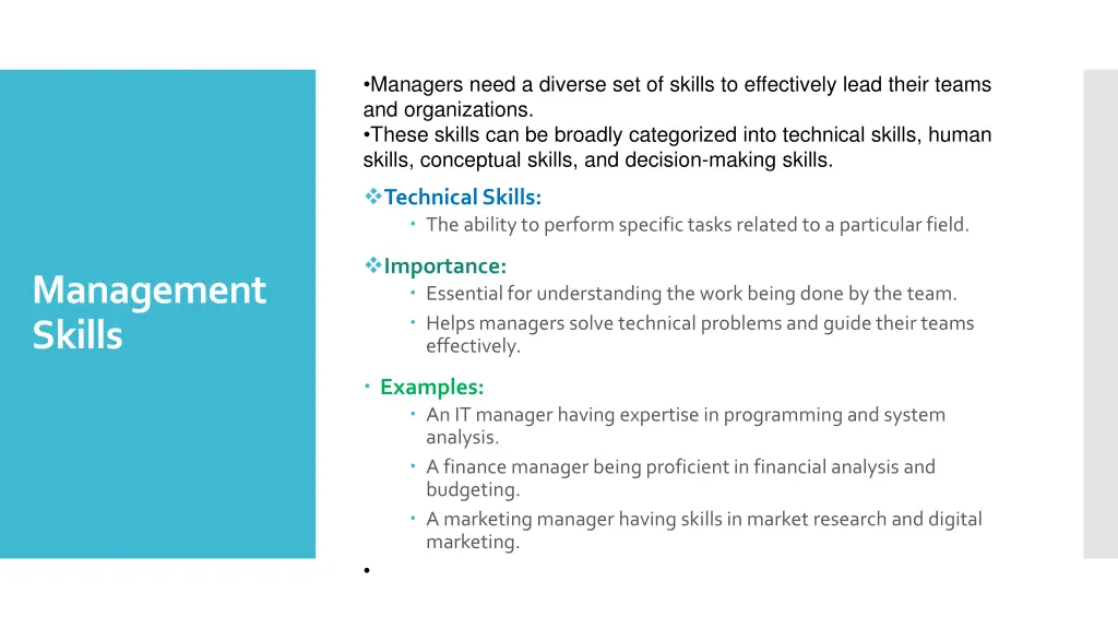 managers need a diverse set of skills