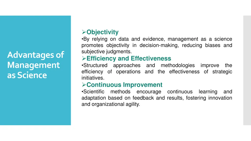 objectivity by relying on data and evidence