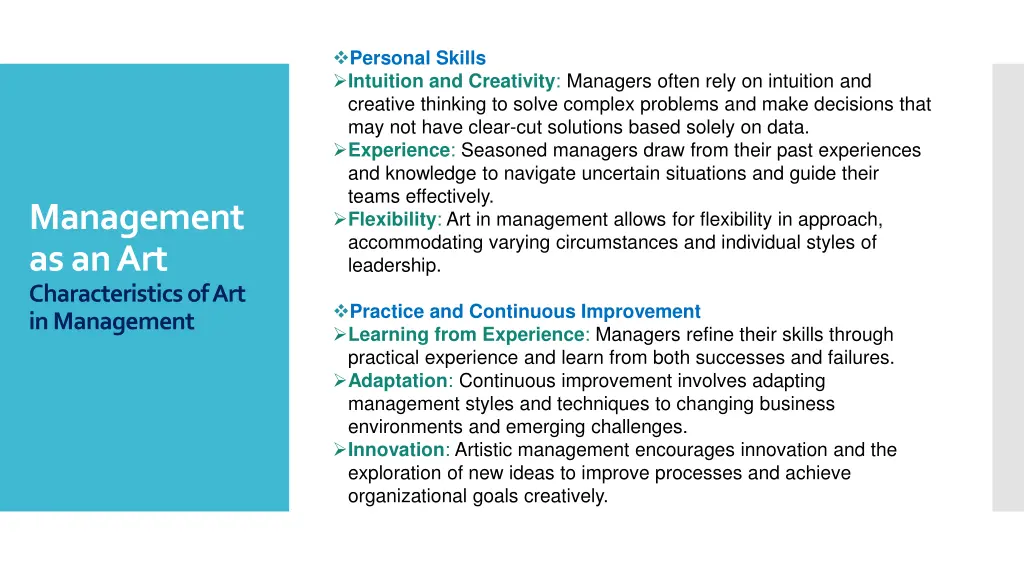 personal skills intuition and creativity managers