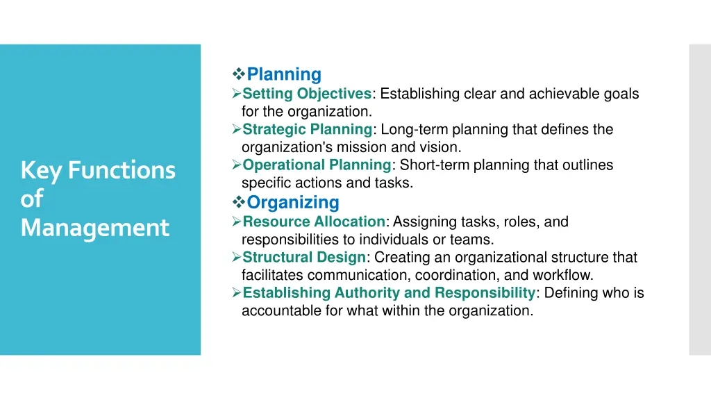 planning setting objectives establishing clear