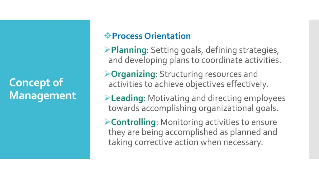 process orientation planning setting goals