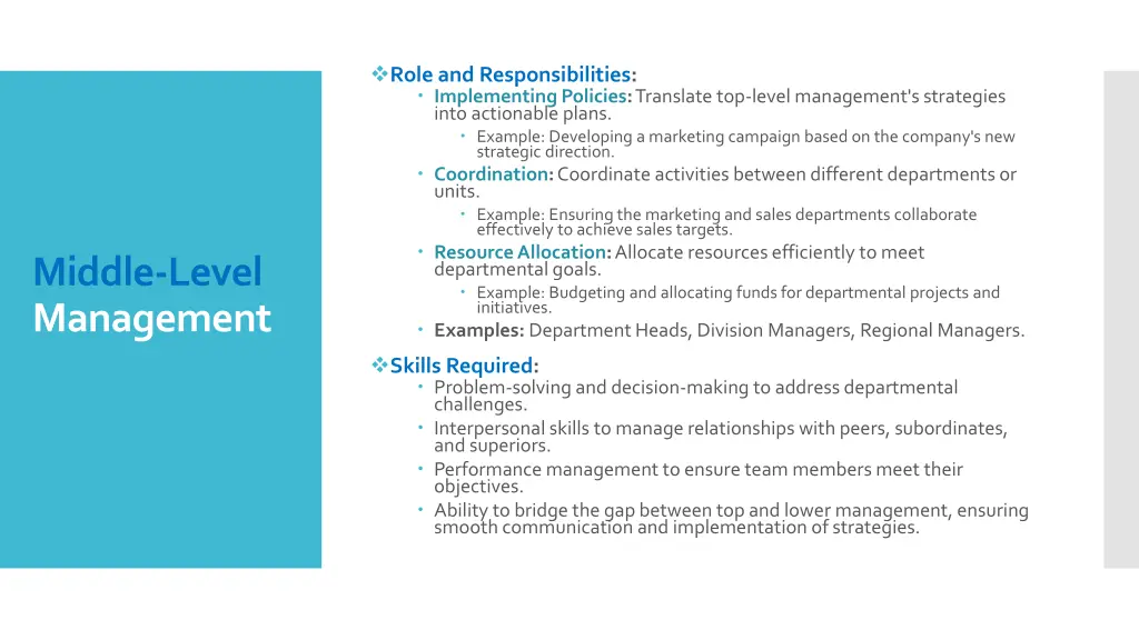 role and responsibilities implementing policies
