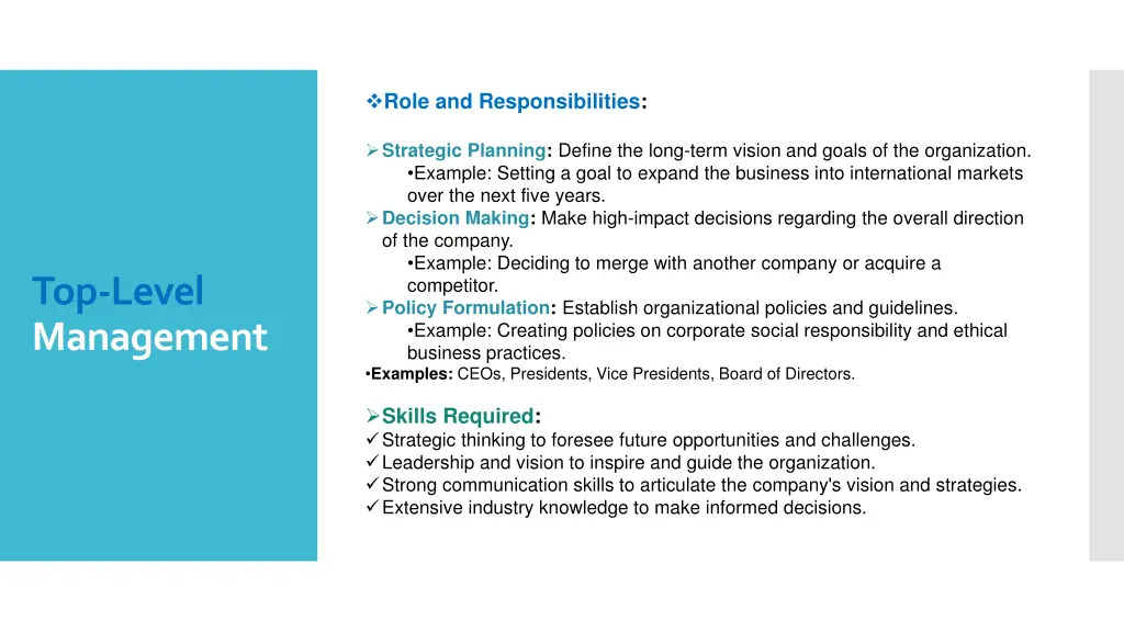role and responsibilities
