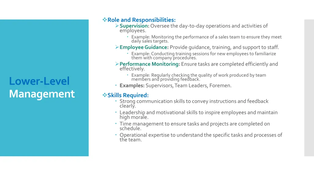 role and responsibilities supervision oversee