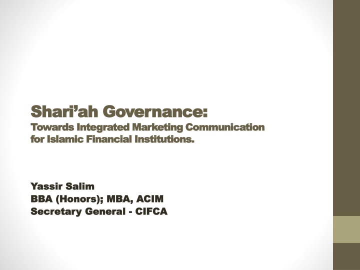 shari ah shari ah governance governance t towards