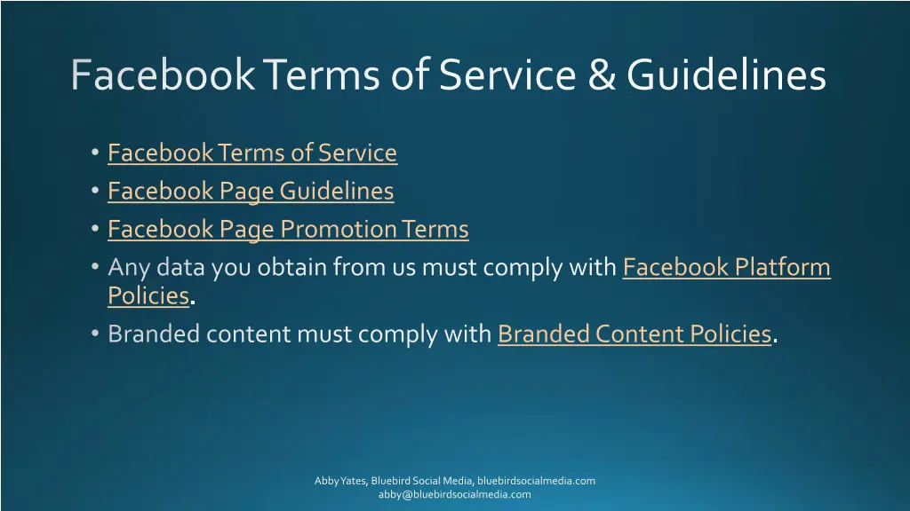 facebook terms of service guidelines