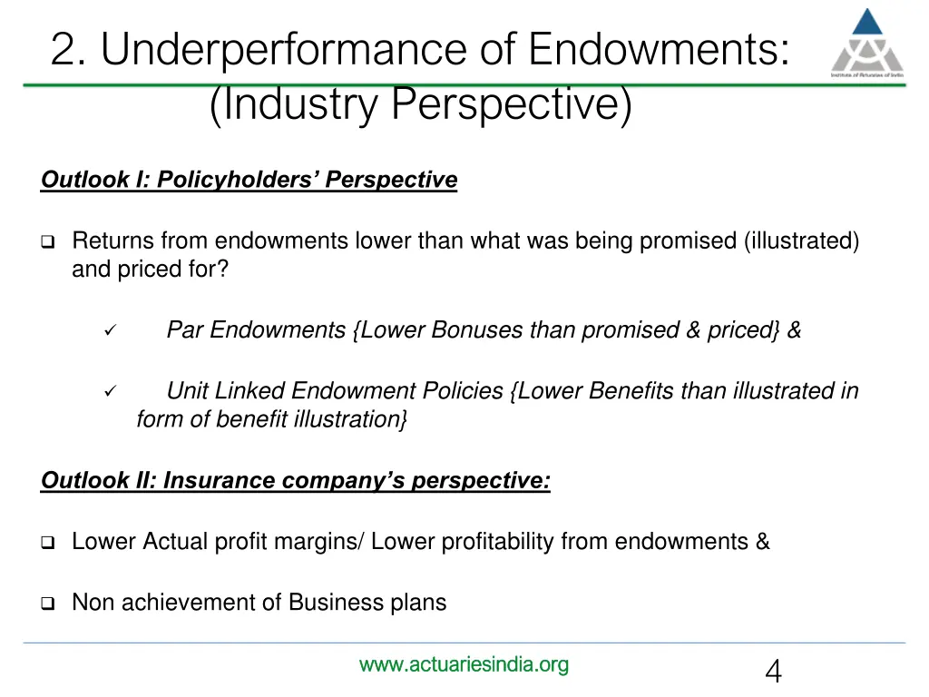 2 underperformance of endowments industry