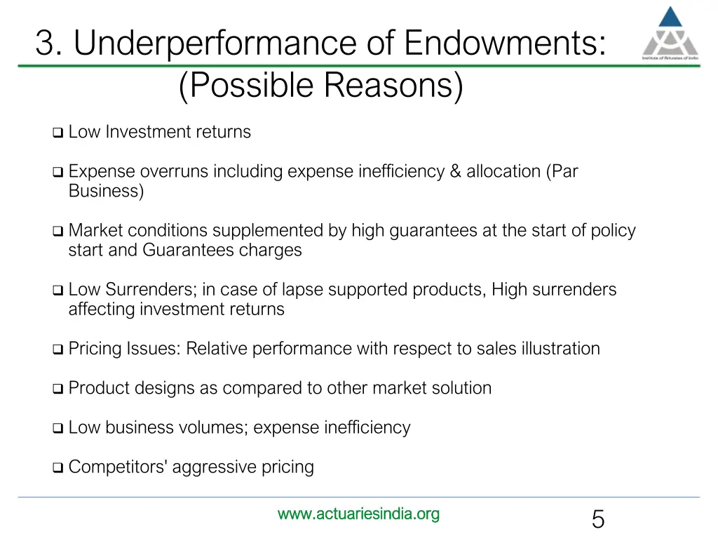 3 underperformance of endowments possible reasons