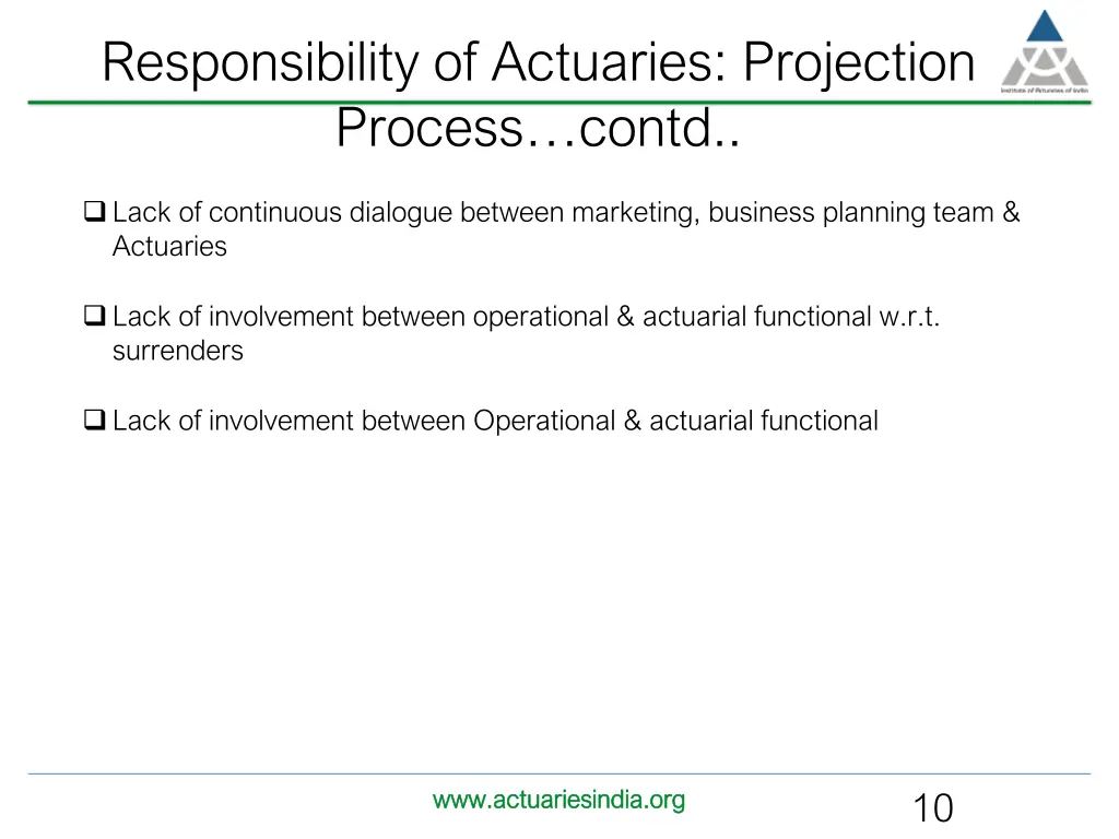 responsibility of actuaries projection process 1