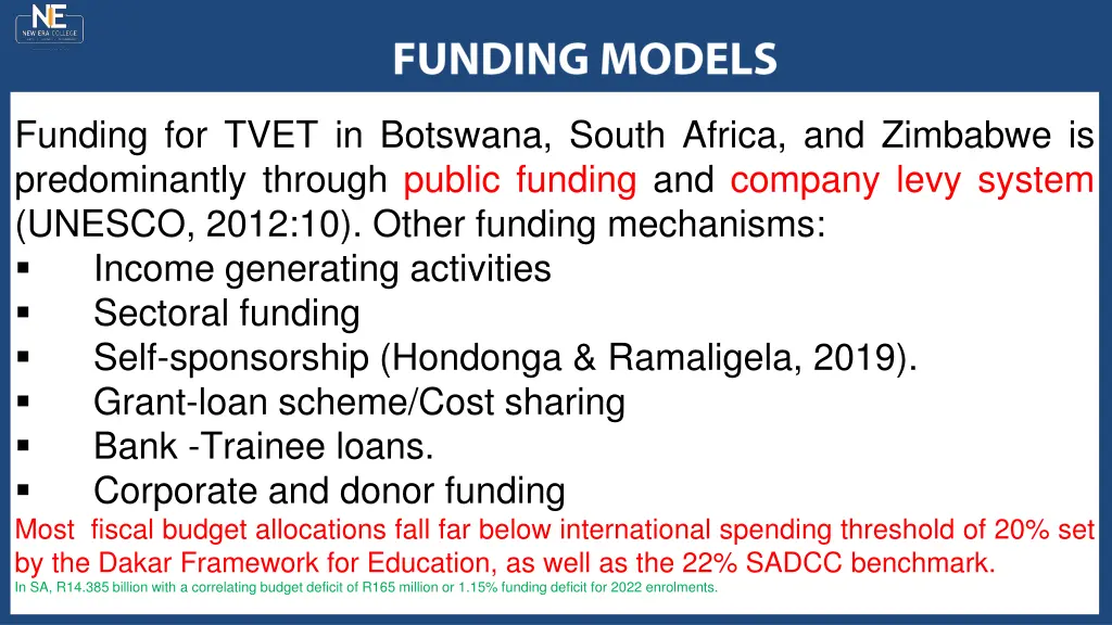 funding for tvet in botswana south africa
