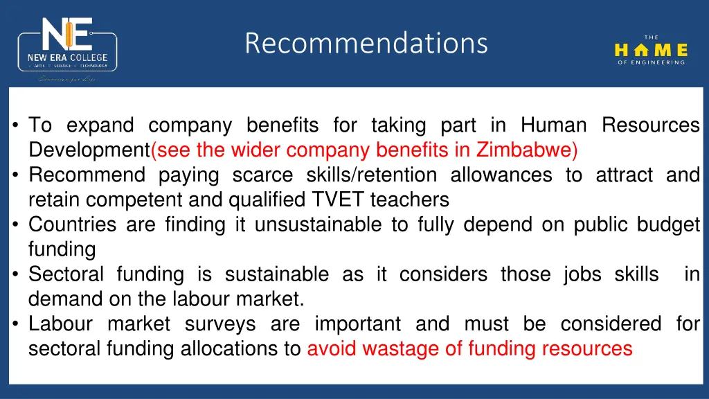 recommendations