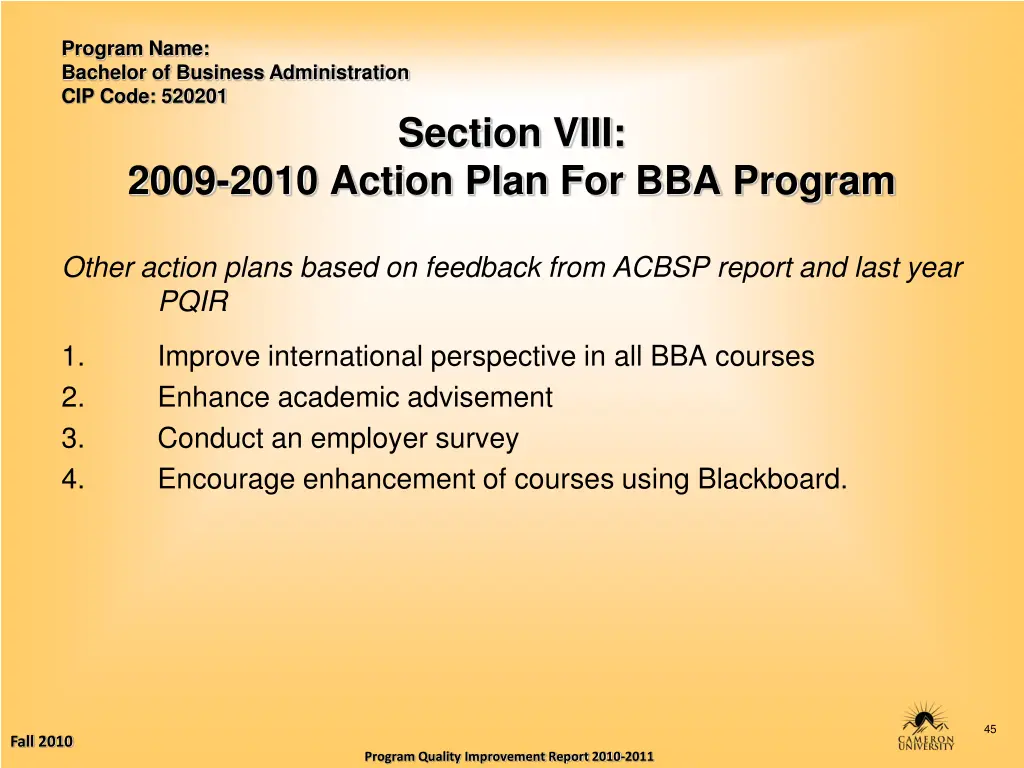 program name bachelor of business administration 44