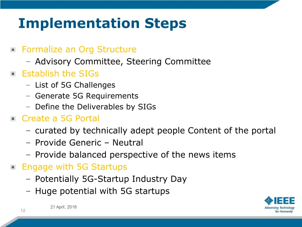 implementation steps