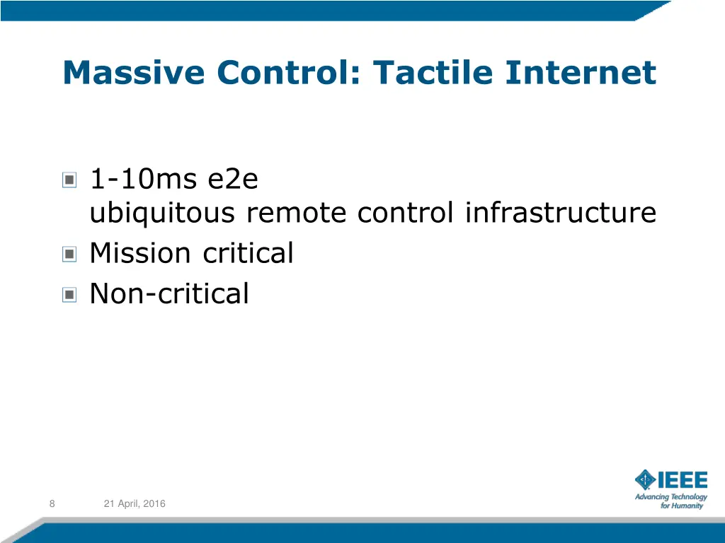 massive control tactile internet