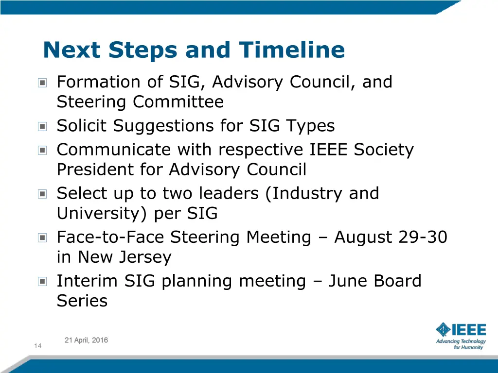 next steps and timeline