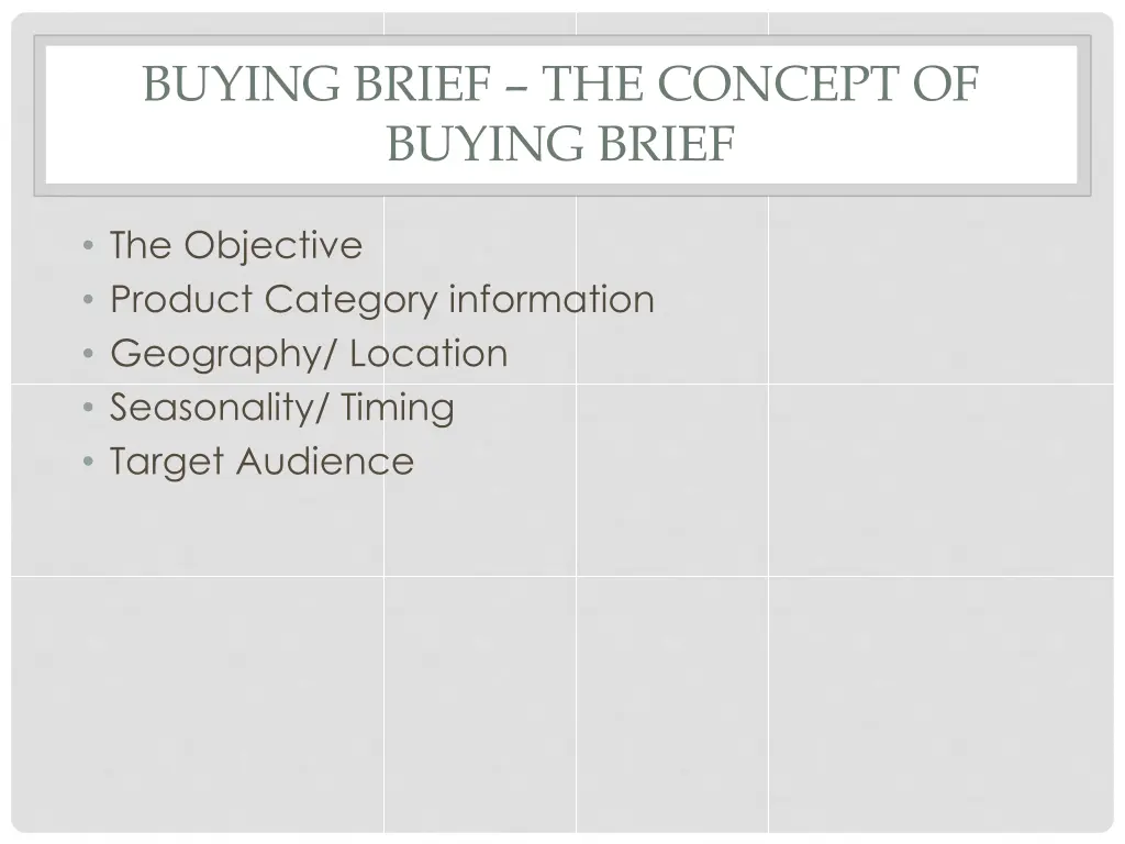 buying brief the concept of buying brief