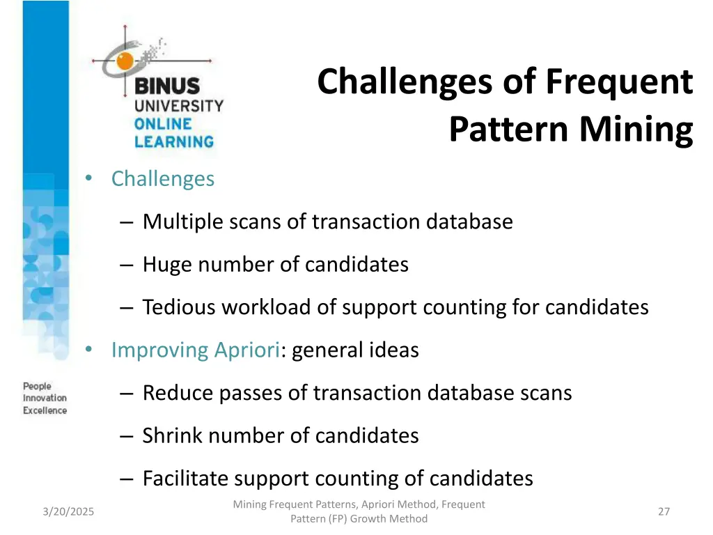 challenges of frequent pattern mining