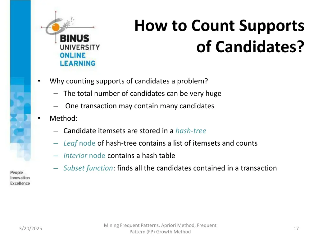 how to count supports of candidates