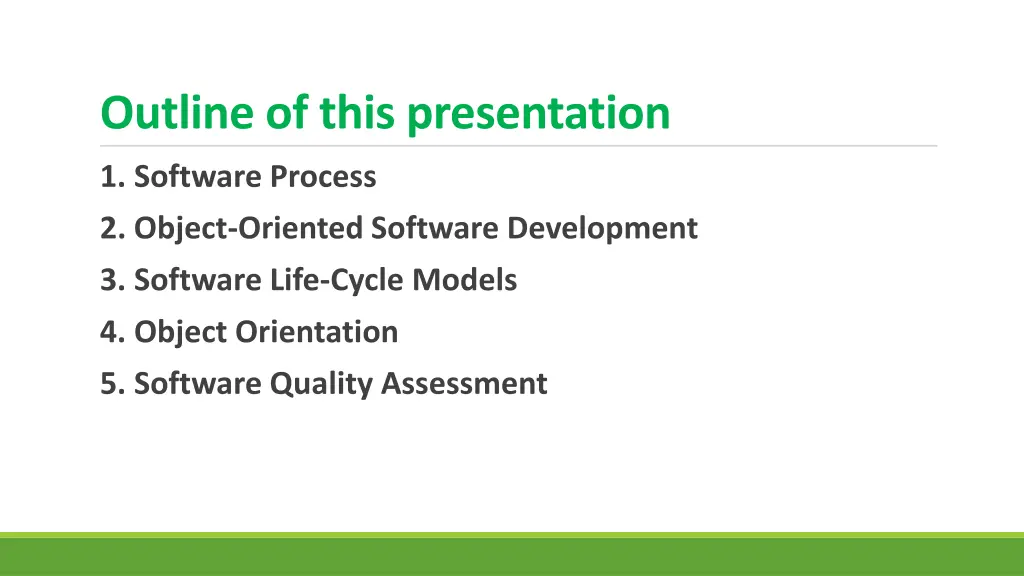 outline of this presentation
