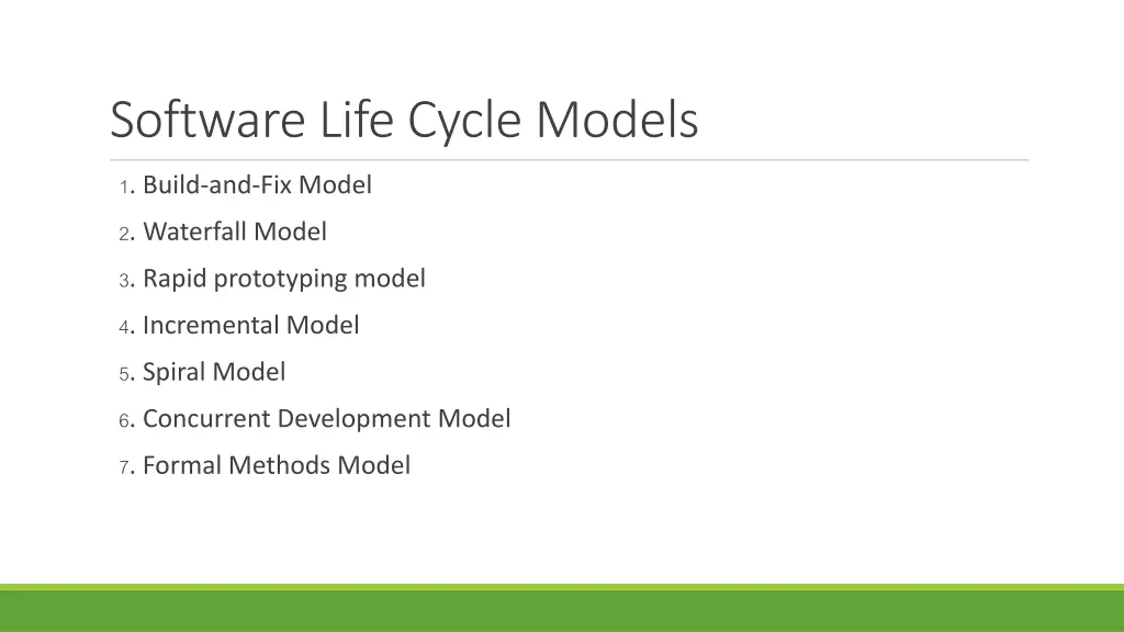 software life cycle models