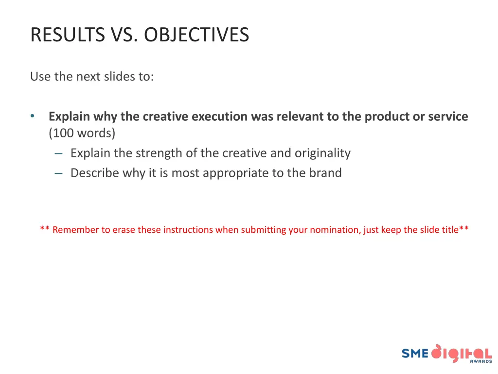 results vs objectives