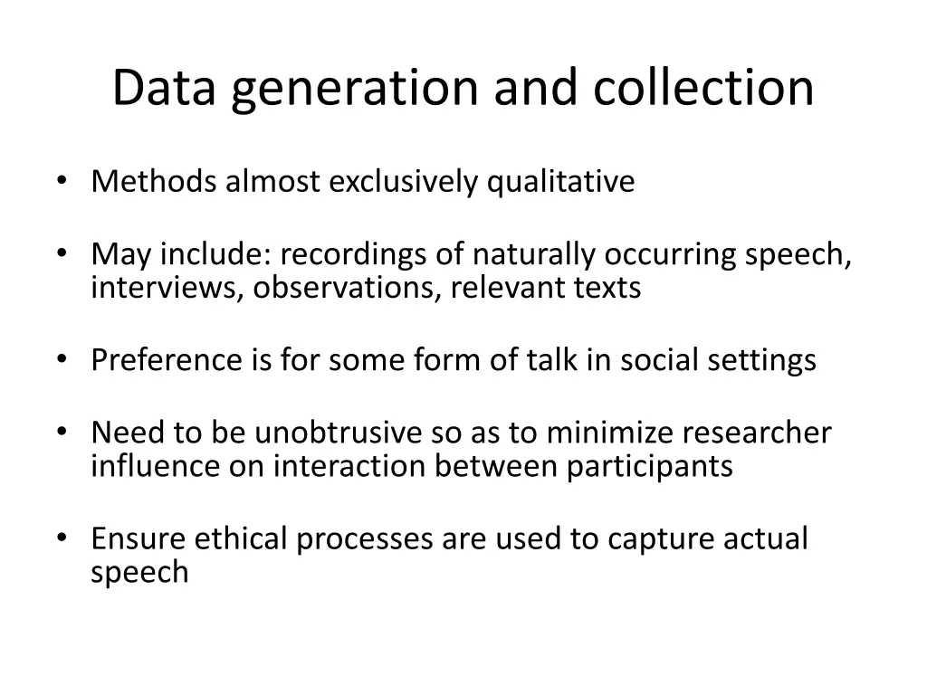 data generation and collection