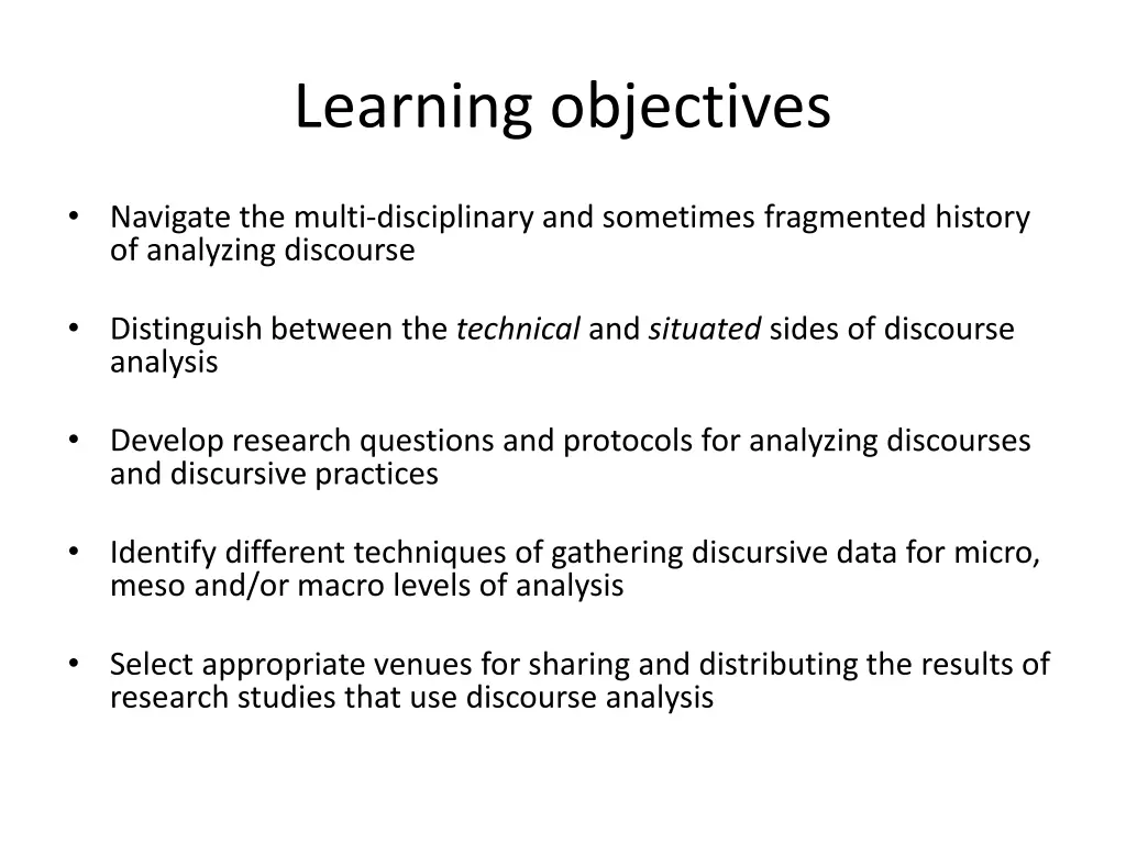 learning objectives
