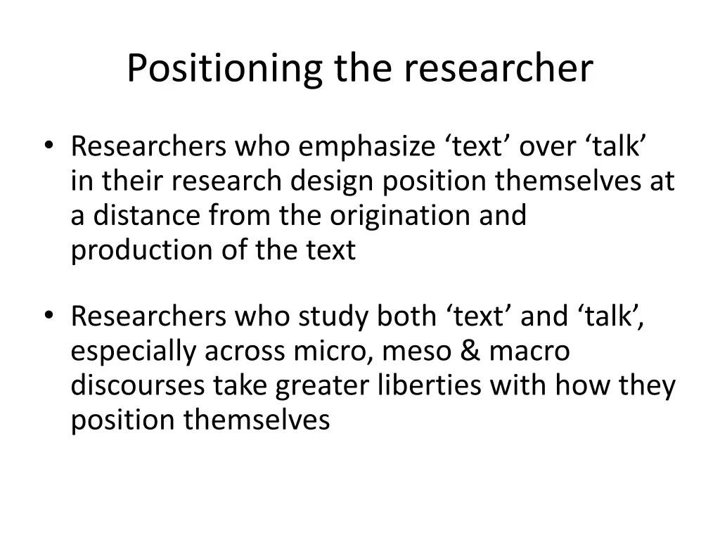 positioning the researcher 1
