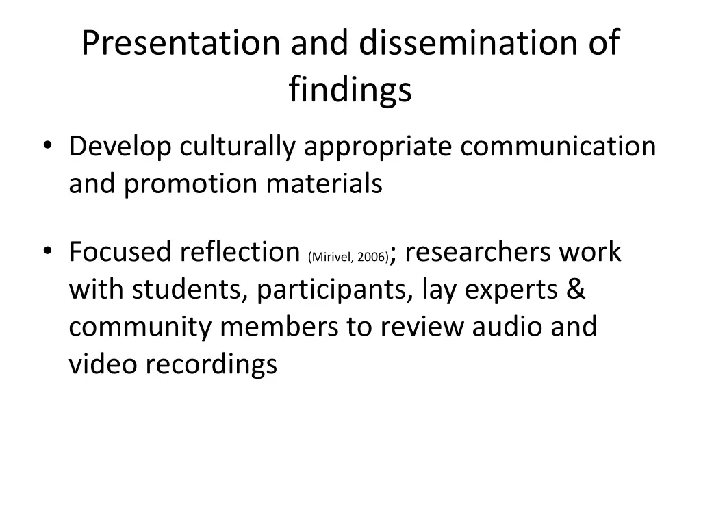 presentation and dissemination of findings 1