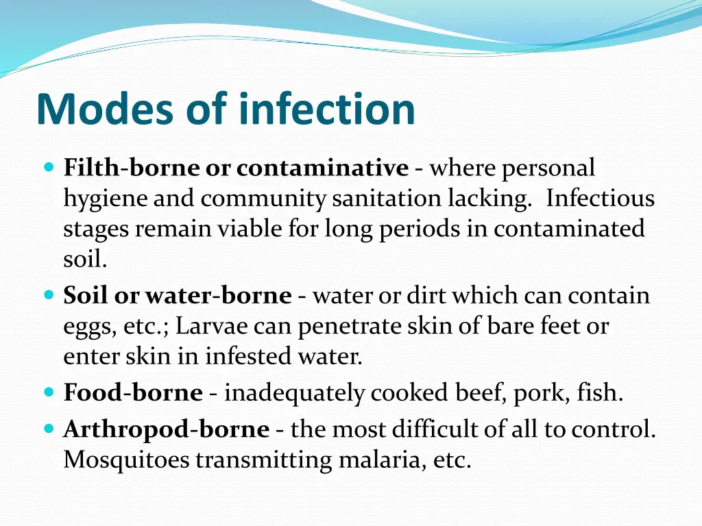 modes of infection