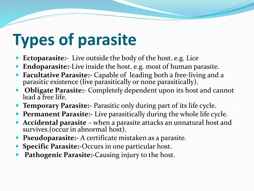 types of parasite