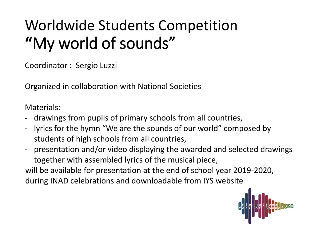 worldwide students competition my world of sounds