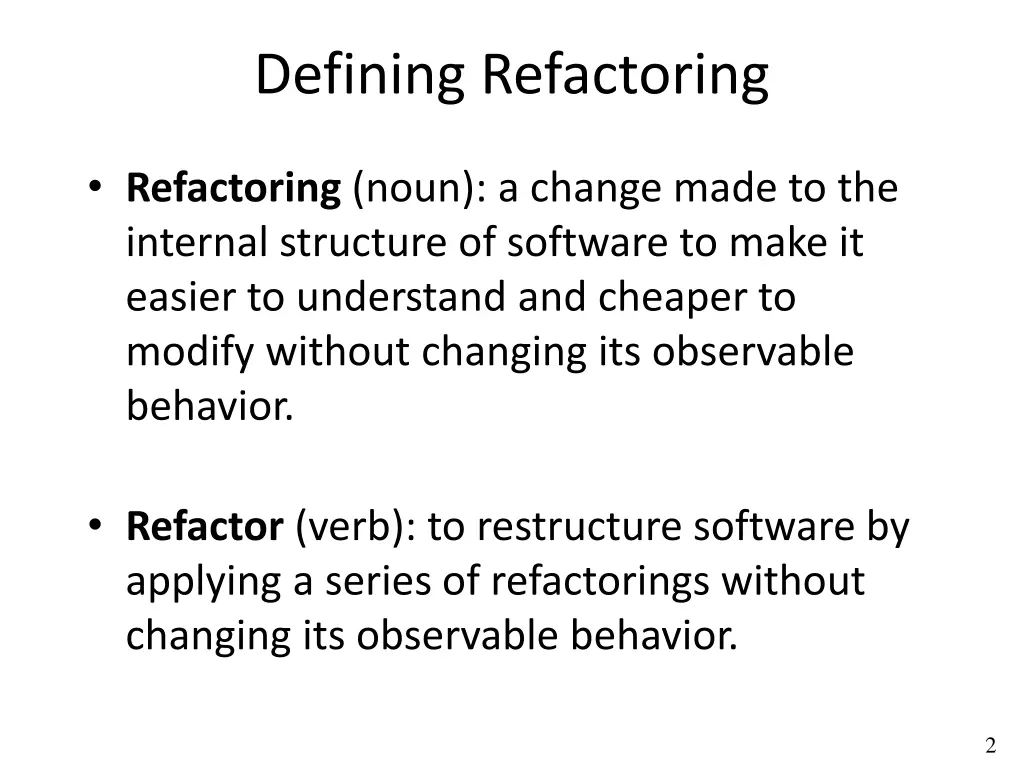 defining refactoring