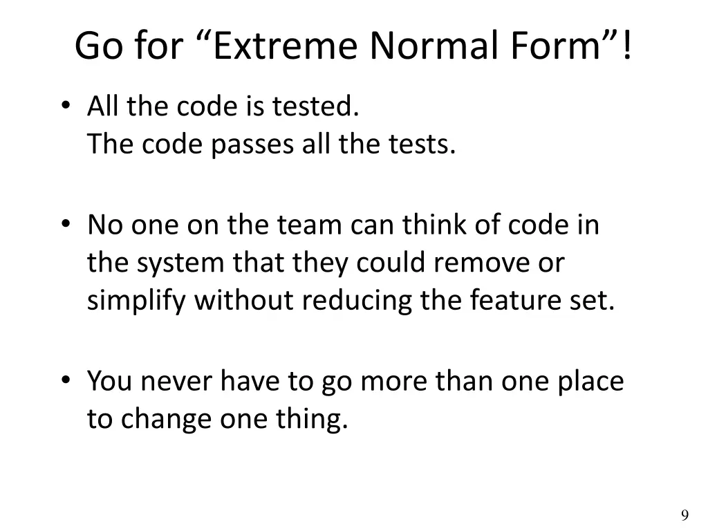 go for extreme normal form