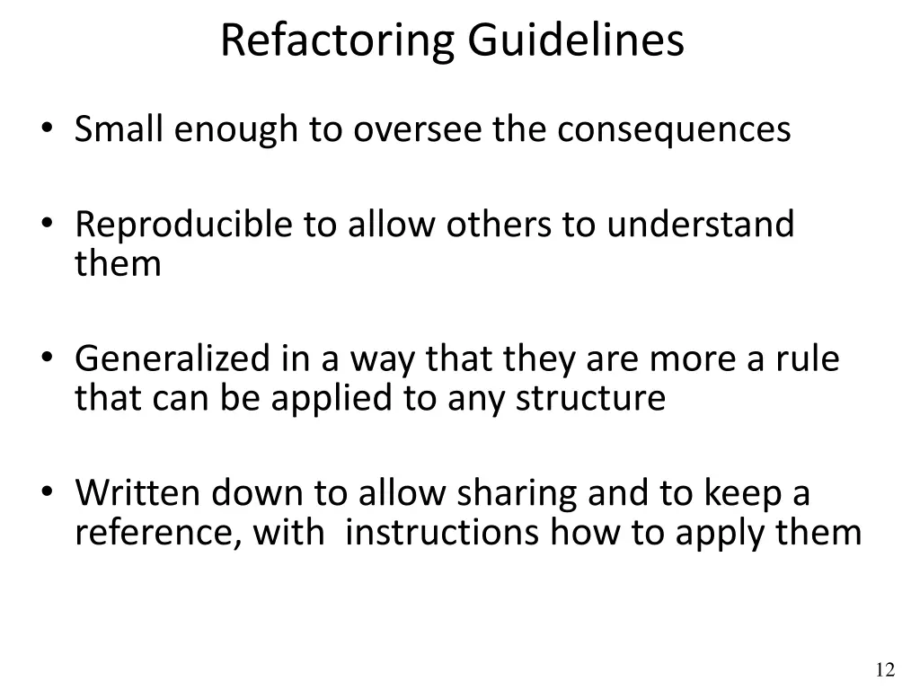 refactoring guidelines