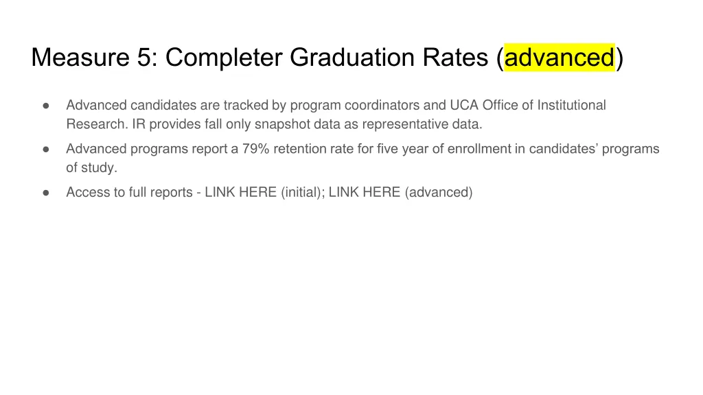 measure 5 completer graduation rates advanced