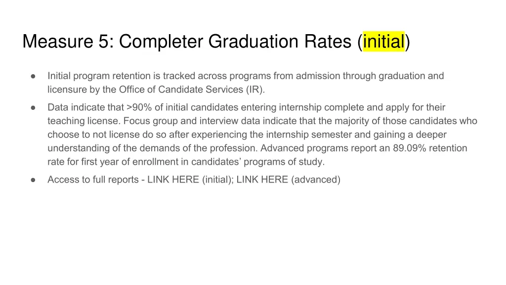 measure 5 completer graduation rates initial